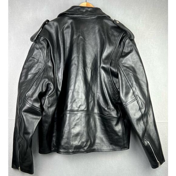 MODAL Men's Genuine Leather Heavy Duty Motorcycle Jacket Quilted Liner Black 50 - Picture 3 of 11